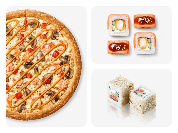 Два ролла + пицца